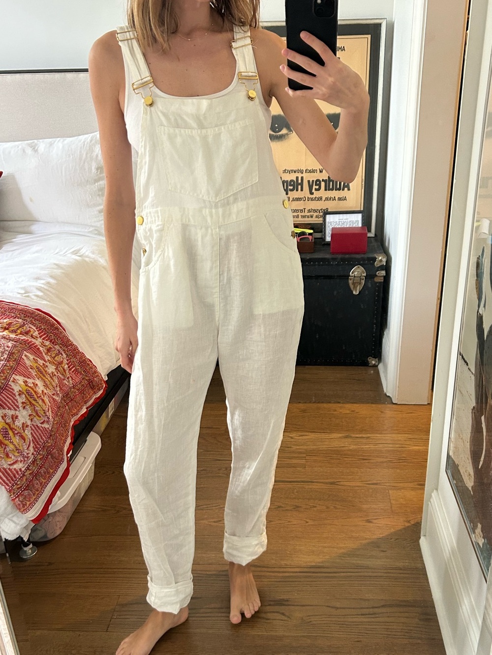 WeWoreWhat White Linen-Blend Women's Overalls